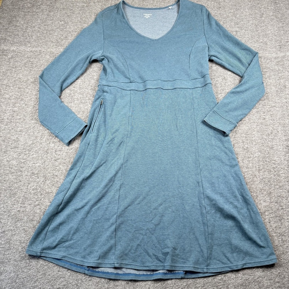 Toad & Co Dress Womens Large Blue Tomboy Long Sleeve A Line Pocket Outdoors